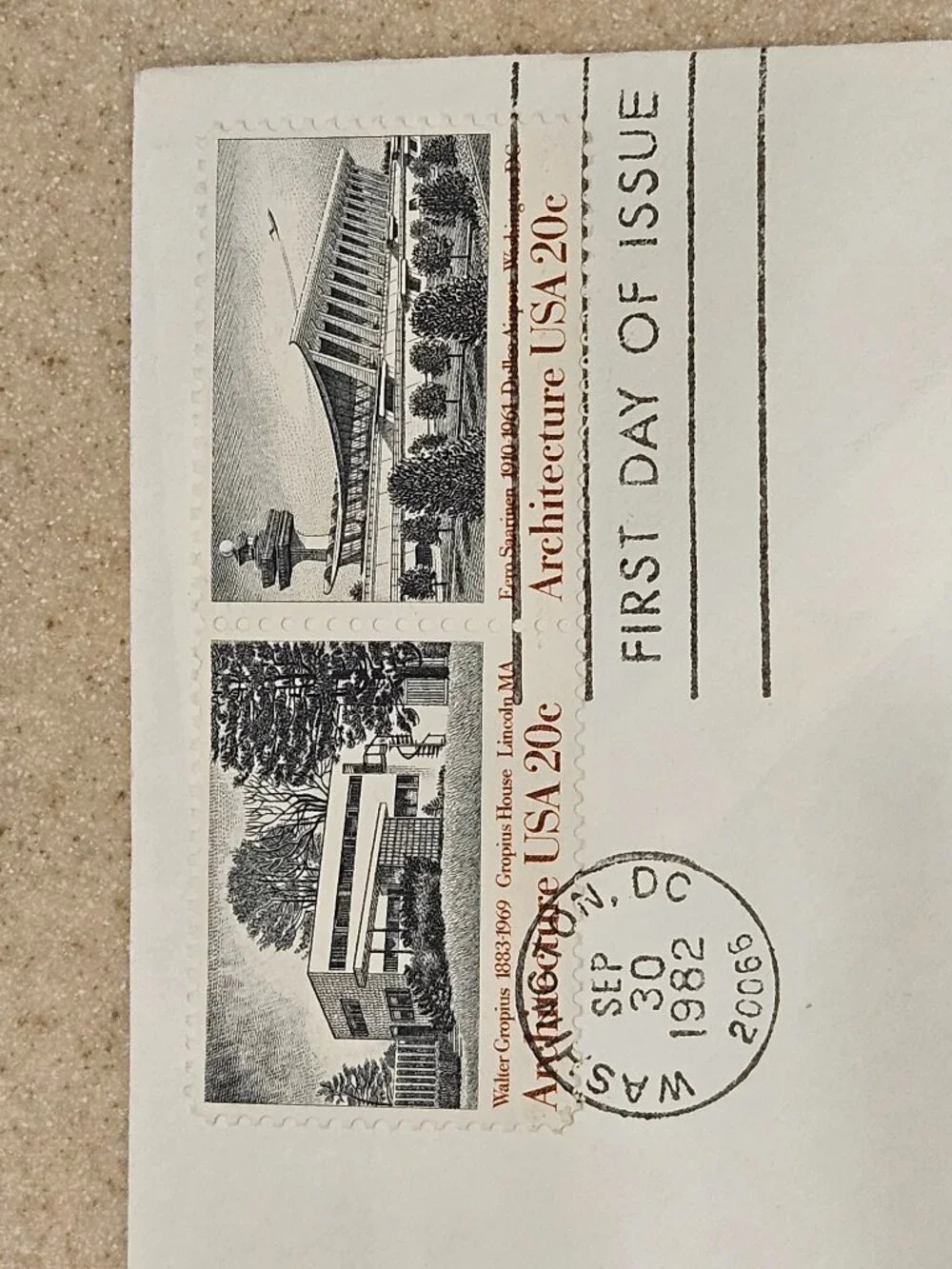 USPS 1ST DAY ISSUE COVER AMERICAN ARCHITECTURE DULLES GROPIUS STAMP ENVELOPE